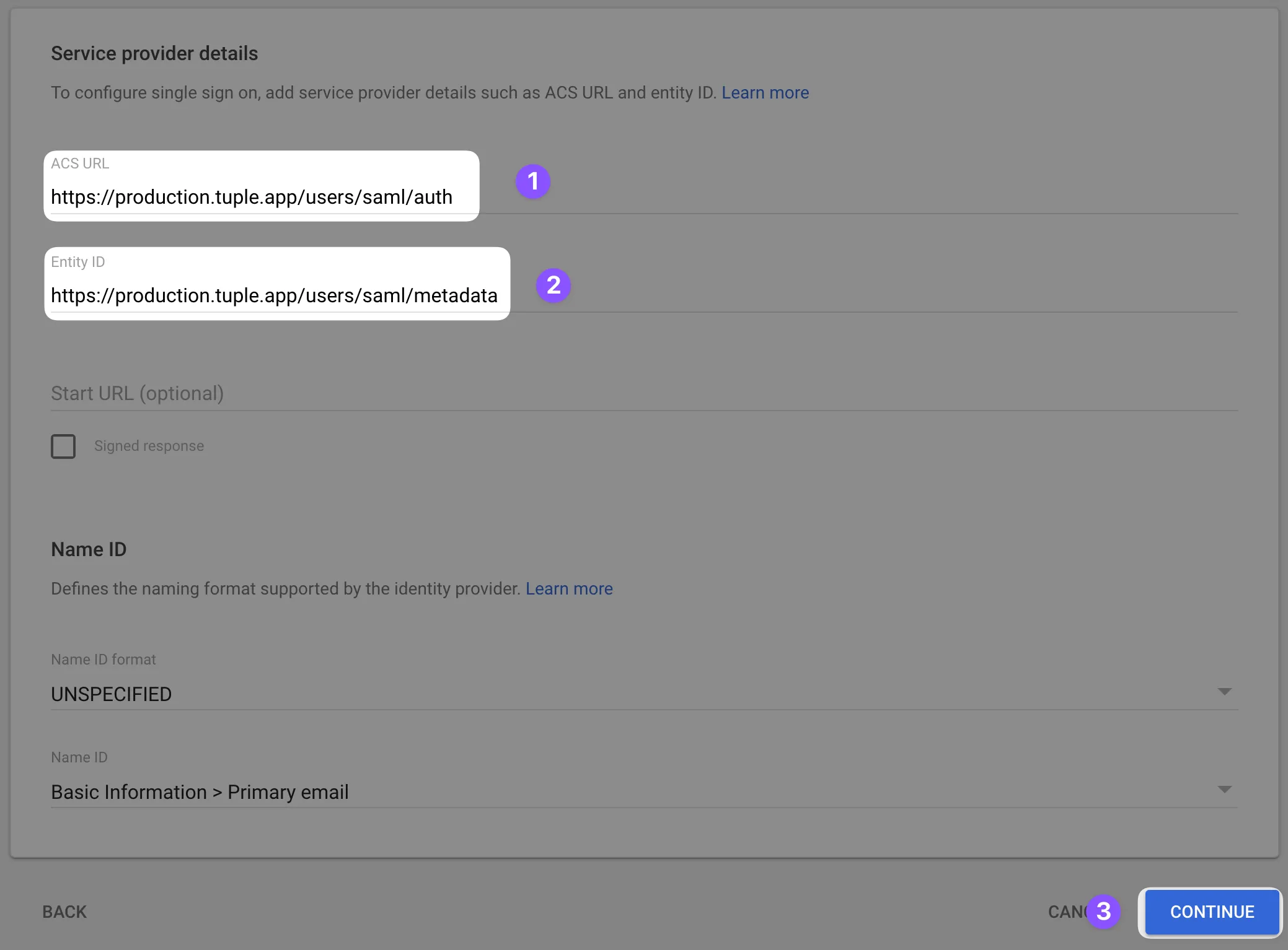 Google Identity Provider details