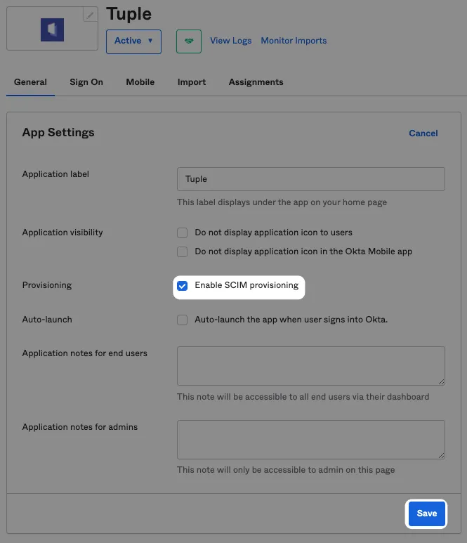 Enable SCIM provisioning