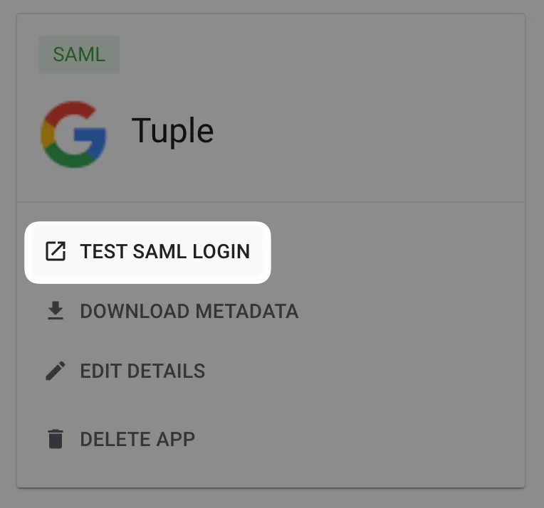 Test SAML Login